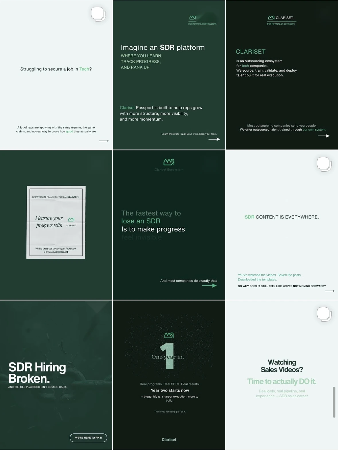 Clariset Instagram grid